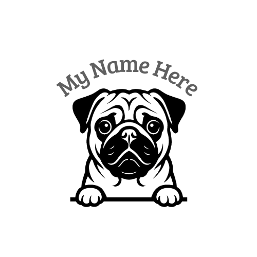 Pug Sticker with Name | Personalized Dog Vinyl Decal for Car, Laptop or Window